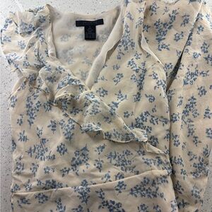 The Limited Blue and Cream Floral Blouse